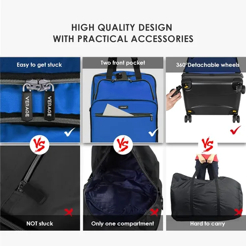 Miniatura 5 de Verage Bolsa de equipaje plegable expandible con ruedas giratorias desmontables, Azul, Maleta Fashion Blue 21