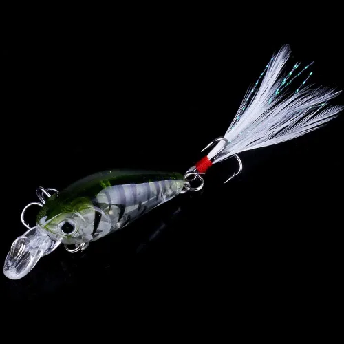 Miniatura 4 de Paquete de 5 señuelos de pesca Minnow cebo de manivela, señuelos de pesca para lubina, cebo artificial duro, señuelos de pesca Crankbait, ojos 3D