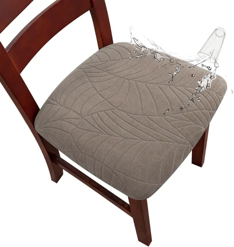 Genina Fundas de asiento impermeables para sillas de comedor, fundas de asiento elásticas para sillas de comedor, extraíbles y lavables, fundas de
