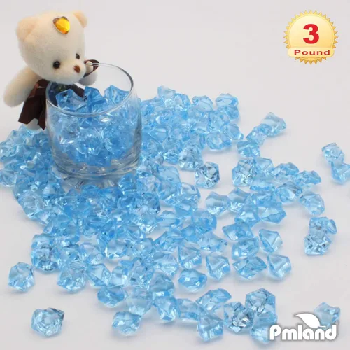 Miniatura 4 de PMLAND Rocas de hielo falsas transparentes – 550 piezas de gemas acrílicas grandes de color azul claro diamantes de plástico triturados, 3 libras