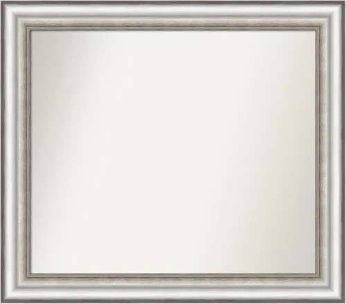 Miniatura 413 de Amanti Art Espejo de baño plateado para sobre el fregadero, 26 x 26 pulgadas, espejo cuadrado de plata antigua, marco de madera tradicional mediano