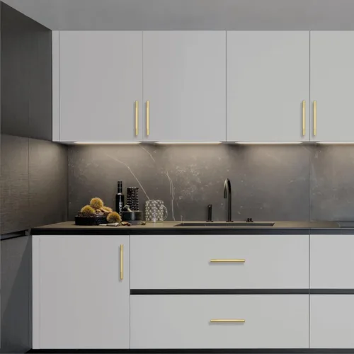 Miniatura 3 de Paquete de 10 tiradores de gabinete de cocina color oro cepillado de 5 pulgadas (128mm), manijas estriadas para cajones, accesorios para armarios