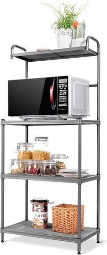 Miniatura 10 de Giantex Estante para panaderos de 4 niveles, estante de almacenamiento de cocina, soporte para horno de microondas, estantes metálicos de alambre