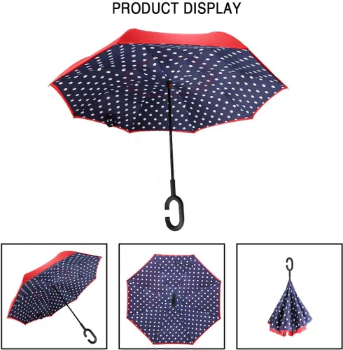 Miniatura 182 de MRTLLOA - Paraguas invertido de gran tamaño de 40/49/56 pulgadas - Sombrilla doble capa resistente al viento, con mango en forma de C y tamaño golf