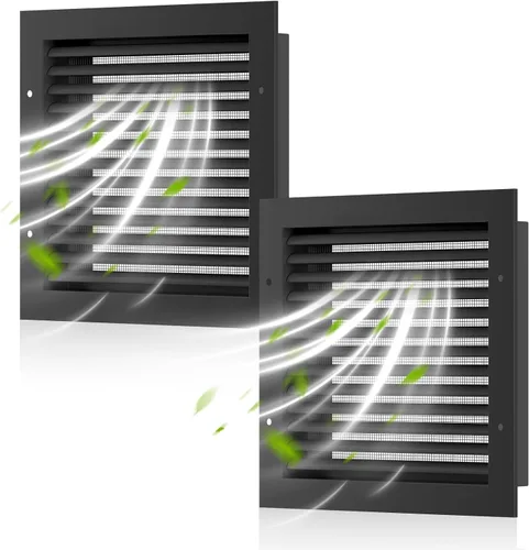 Miniatura 13 de Rejillas de ventilación de pared de 8 pulgadas de ancho x 8 pulgadas de alto, rejillas de ventilación Hon&Guan de aleación de aluminio a dos aguas