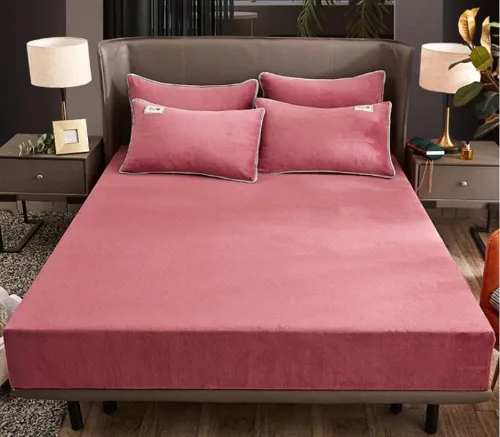 Miniatura 7 de Sábana bajera suave para invierno, cálidas, antideslizantes, de terciopelo cristalino, para dormitorio, casa de familia, color puro, para cama Azul