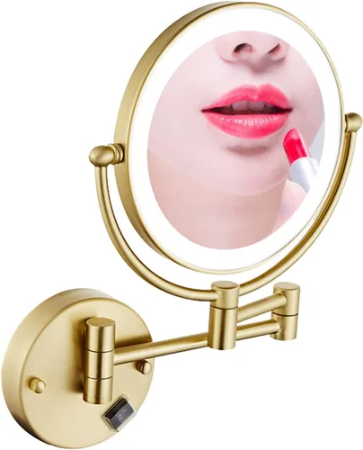 Miniatura 13 de Espejo de maquillaje de pared de 8 pulgadas con luces, espejo de maquillaje iluminado para baño 360 giratorio, espejos de tocador extensibles