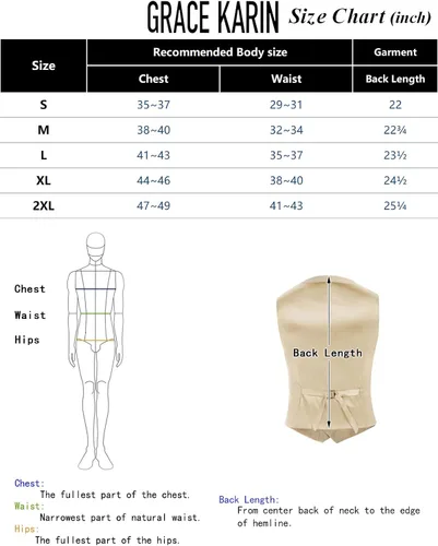 Miniatura 3 de GRACE KARIN Chaleco de traje para hombre, chaleco formal de negocios, chaleco con 3 bolsillos para traje o esmoquin