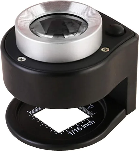Lupa 30X con 6 luces, lupa de escritorio portátil de metal plegable con escala para costura, lupa de joyería óptica para textiles, monedas, monedas