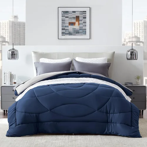Miniatura 19 de SLEEP ZONE - Juego de edredón reversible y refrescante tamaño matrimonial, relleno alternativo suave, transpirable y cálido para todo el año, lado A