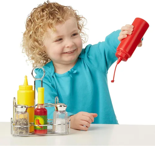 Miniatura 3 de Juego de condimentos de Melissa & Doug (6 piezas) alimento de juego, carrito de acero inoxidable