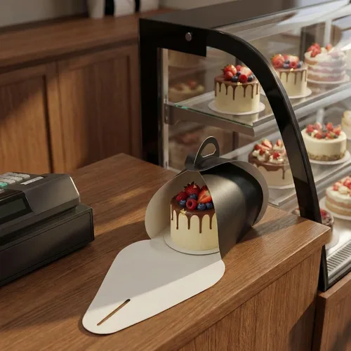 Miniatura 4 de Restaurantware Ingenero - Cajas para pasteles de 6.5 pulgadas con asas, 100 loncheras con asa integrada, forro resistente a la grasa para postres