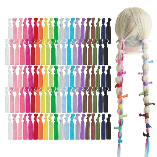 Miniatura 22 de MEEDEE Paquete de 100 lazos para el cabello, color negro, sin pliegues, nudos suaves para mujeres, sin daño, adecuado para colas de caballo, yoga