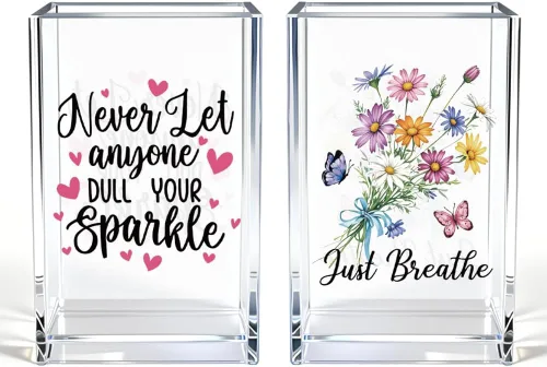 Miniatura 8 de Never Let Anyone Dull Your Sparkle - Organizador de brochas de maquillaje acrílico, almacenamiento de pinceles acrílicos para niñas, regalos