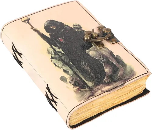 Miniatura 21 de Book of Spells - Diario encuadernado en cuero con papel de borde irregular, grimorio, diario impreso del Tercer Ojo, suministros de brujería