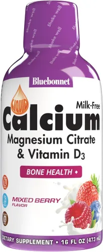 Bluebonnet Nutrition Citrato de calcio líquido, magnesio, vitamina D3, salud ósea, sin gluten, sin soja, sin leche, Kosher, 16 onzas líquidas, 32