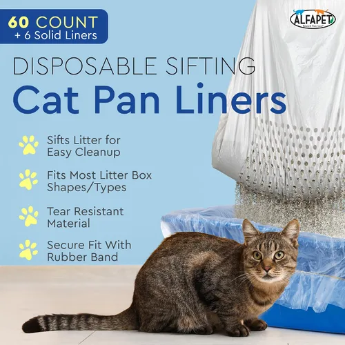 Miniatura 2 de Alfapet Revestimientos Originales para Caja de Arena para Gatos con Tamiz - Extra Gigante 60 Unidades - Bolsas de Arena para Gatos Resistente al