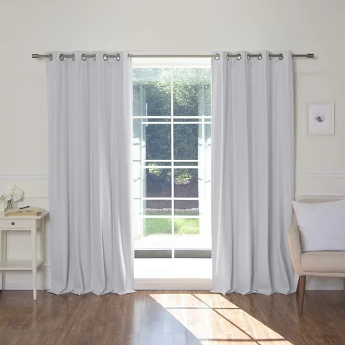 Miniatura 10 de Best Home Fashion ZeroLight - Cortinas opacas térmicas con ojales texturizados, 100 % de lino, color gris oscuro, 52 pulgadas de ancho x 63 pulgadas