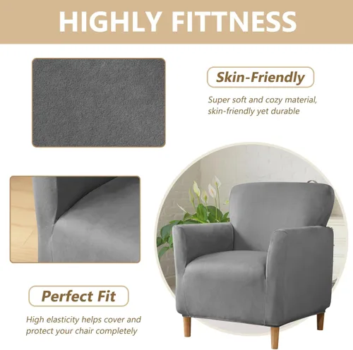 Miniatura 5 de Gollense Funda para sillón de banquete, de terciopelo de lujo, con brazos, fundas elásticas para sillas de sala de estar, funda suave para silla