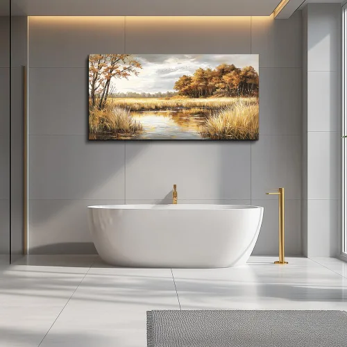 Miniatura 8 de ERQINHUA Arte de Lienzo para Pared de Sala de Estar Dormitorio Decoración de Pared para Oficina Casa de Campo Mural Superficie de Lago Paisaje