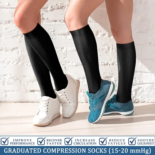 Miniatura 2 de Calcetines de compresión de cobre (3 pares) 15-20 mmHg La circulación es la mejor atlética y diaria para hombres y mujeres, correr, escalar