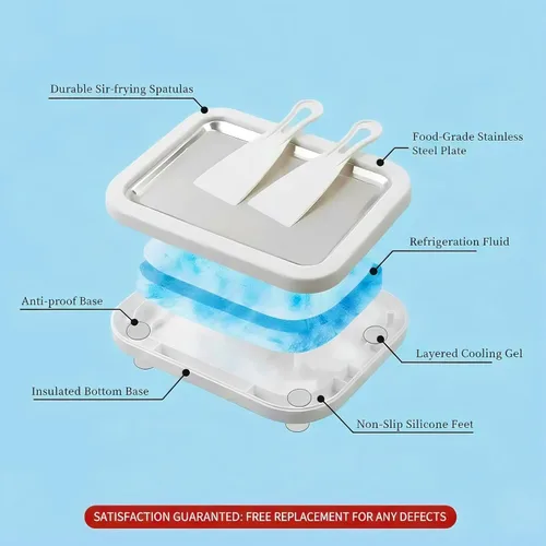 Miniatura 6 de At-Home - Máquina de helados enrollada - Molde de congelación instantánea mágica para servir suave y yogur congelado. Bandeja de helado fácil