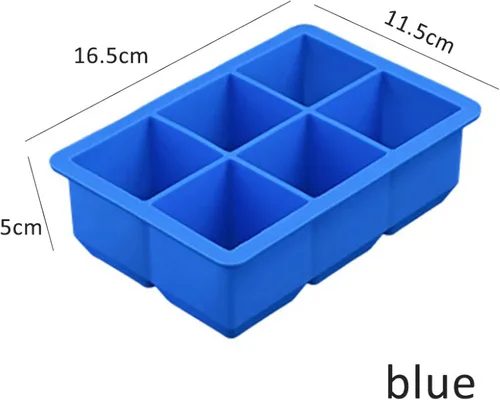 Miniatura 2 de Bandeja de cubitos de hielo de silicona con forma cuadrada, molde para cubitos de hielo de 6.5 x 4.5 x 2.0 in, grado alimenticio, 6 barras de 02