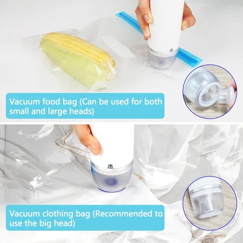 Miniatura 3 de Sellador al vacío de mano para alimentos, juego de máquina selladora al vacío inalámbrica portátil con 10 bolsas Sous Vide para almacenamiento