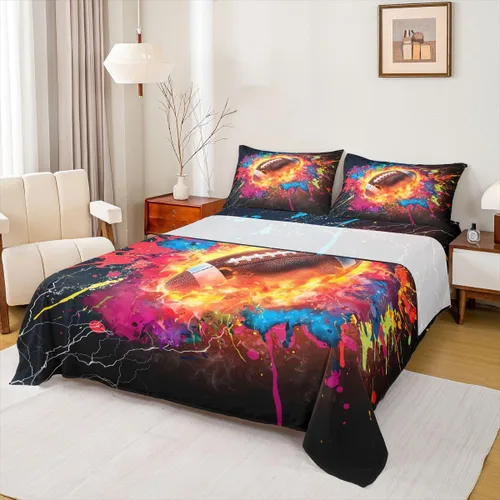 Miniatura 17 de Sábanas de baloncesto tamaño matrimonial con bolsillo profundo para niños, ropa de cama deportiva, juego de sábanas para atletas de baloncesto