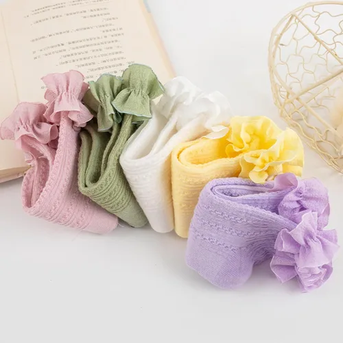 Miniatura 7 de AQOKKA Flower Baby Girls Socks with Non-Slip Grips Cute Cotton Princess Low Newborn Baby Socks for Girls Toddler 0-12 Months