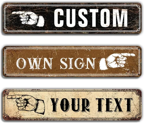Miniatura 9 de Letrero de calle personalizado de metal con texto de nombre, letreros de carretera personalizados para exteriores, divertidos letreros de calle de 4
