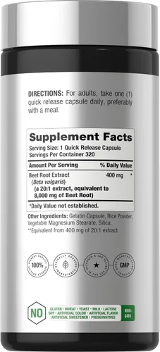 Miniatura 2 de Horbäach Cápsulas de polvo de raíz de remolacha de 8000 mg 320 píldoras Fórmula sin OMG, sin gluten Suplemento de extracto de hierbas de alta