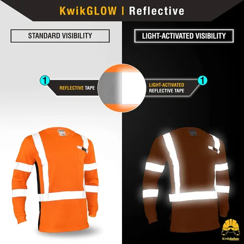 Miniatura 4 de KwikSafety - Charlotte, NC - Camisas de seguridad de manga larga para operador [cinta reflectante sólida] Clase 3 ANSI probado OSHA Cinta básica