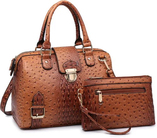 Dasein - Bolso de mano para mujer, diseño de barril, cuero vegano, bolso de hombro, con asa superior, a la moda, bolso de trabajo