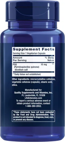 Miniatura 2 de Life Extension PQQ Caps - Pirroloquinolina Quinona, 10 mg - Promueve el crecimiento de nuevas mitocondrias, ATP, apoyo energético - Sin gluten, sin
