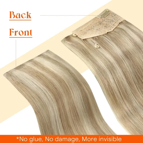 Miniatura 8 de Sunny - Extensiones de cabello humano real, con cable/hilo y clips ajustables, aplicación invisible, 2.82 onzas, 12 pulgadas, color rubio cenizo