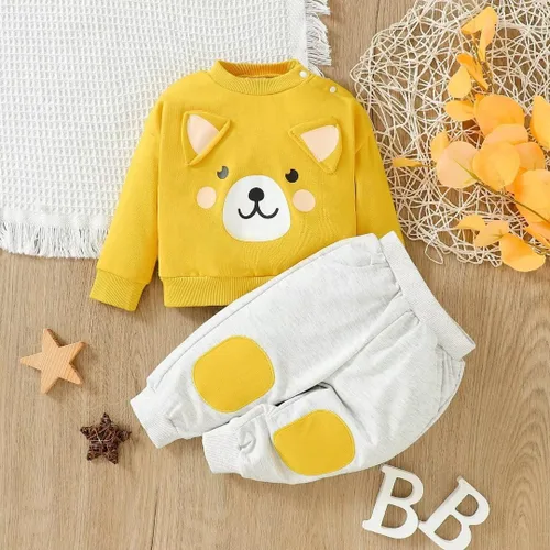 Miniatura 9 de Ropa para bebé niño pequeño, conjuntos de otoño e invierno, sudadera de manga larga con oso y pantalones, conjunto de 6 meses a 2 años