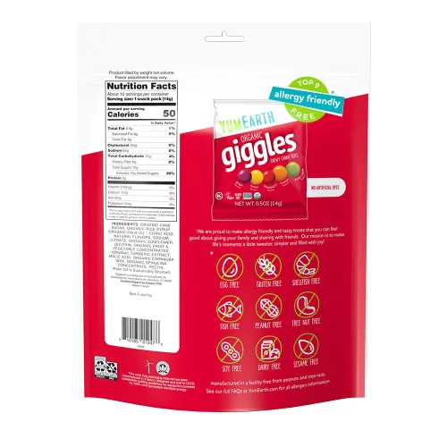 Miniatura 2 de YumEarth Organic Giggles - Caramelos masticables aptos para alérgicos (los 9 mejores gratis), sin colorantes artificiales, sin OMG, sin gluten