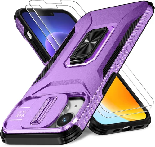 Miniatura 22 de Funda HakkTaoo para iPhone 13/iPhone 14 de 6.1 Pulgadas con Funda Deslizante para Cámara + Protector de Pantalla (2 Paquetes), Funda Protectora a