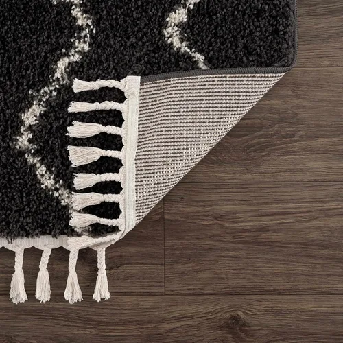 Miniatura 33 de Hauteloom, Duncans - Alfombra de estilo granja de pelo mullido para sala y dormitorio, con borlas - Beige, carbón, gris - 2 pies 7 pulgadas x 7 pies