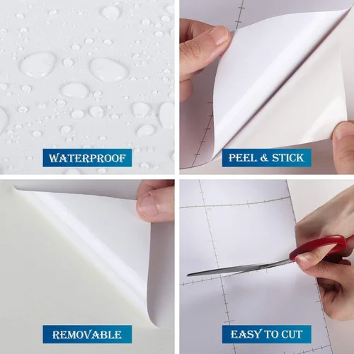 Miniatura 3 de FunStick Papel tapiz blanco sólido de 36 x 200 pulgadas, para pegar y despegar, papel de contacto blanco mate, papel tapiz blanco grueso extraíble