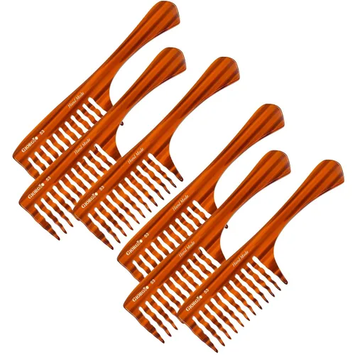 Miniatura 12 de Giorgio G53 - Peine de dientes anchos para cabello rizado y grueso, desenredante grande hecho a mano para cabello húmedo o seco, pulido a mano
