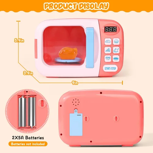 Miniatura 4 de Juego de cocina para microondas con sonido ligero para niños con comida falsa y arcilla de masa de juego de 6 colores, ideal para niños pequeños