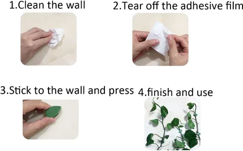 Miniatura 4 de 60 clips autoadhesivos de pared para trepar plantas, fijador de plantas invisibles en forma de hojas, clips de fijación de gancho para plantas