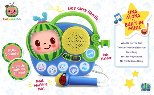 Miniatura 4 de eKids Cocomelon Juguete Singalong Boombox con micrófono y música incorporada, juguetes para niños pequeños para fanáticos de los regalos de Cocomelon