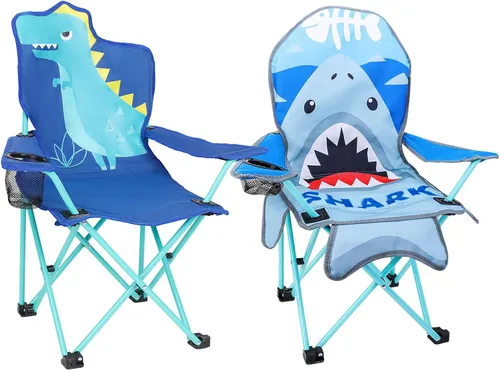 Miniatura 17 de KABOER Silla plegable para césped y camping para niños con portavasos y bolsa de transporte, sillas de camping para niños rosado sirena