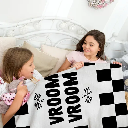 Miniatura 2 de HIWX Manta a cuadros blancos y negros para niños, larga vida, manta retro moderna a cuadros para habitación de niños, dormitorio, hogar, sala