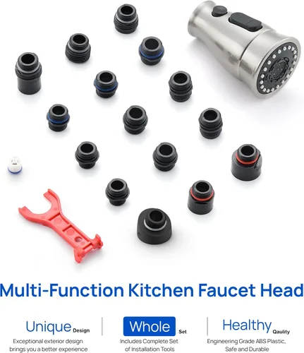 Miniatura 9 de J-HVA Reemplazo del cabezal del rociador de grifo de cocina con 15 adaptadores (actualizado) – Grifo de fregadero de cocina extraíble de repuesto
