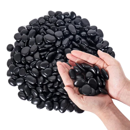 GreatBuddy Rocas de río negro de 15 libras para paisajismo, guijarros negros pulidos de 1-2 pulgadas, rocas decorativas para plantas de interior y