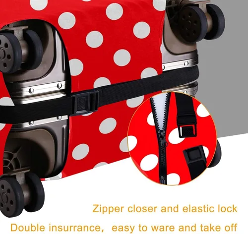 Miniatura 3 de Groamaup Funda de equipaje de viaje con diseño de lunares rojos y blancos para equipaje Estampado de puntos